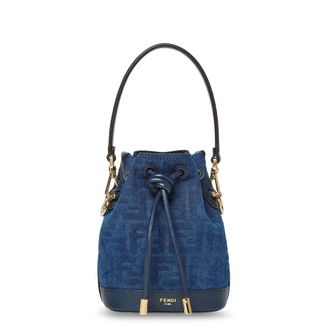 Fendi Mon Tresor Ff Flocked Denim Crossbody Bag