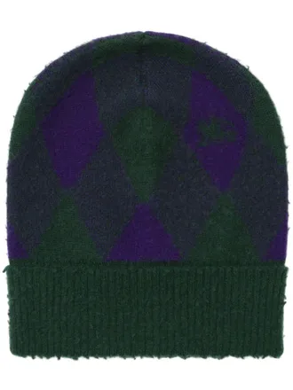 Burberry argyle intarsia-knit wool beanie - men - Wool - One Size - Green