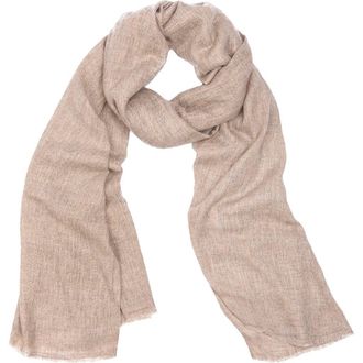 Saachi Wool Blend Fringe Scarf in Beige at Nordstrom Rack