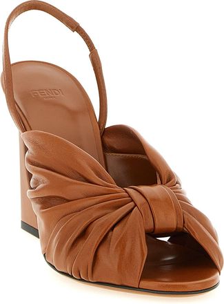 Fendi Womens Arco Heel Sandal Brown Lamb Leather
