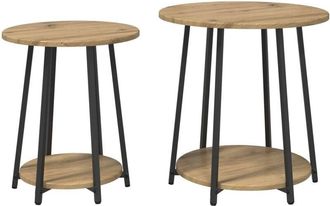 vidaXL Vidaxl - Side Table Set 2 pcs Artisan Oak and Black 50 x 50 x 51 cm