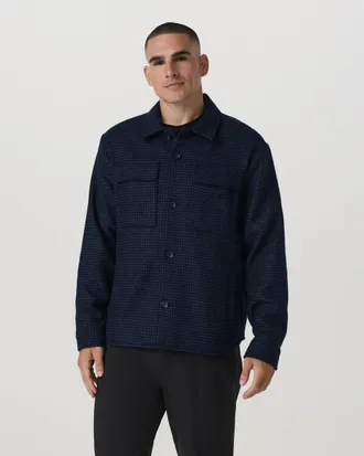 Vuori Clothing Ridge Natural Shirt Jacket | Navy Houndstooth | Medium