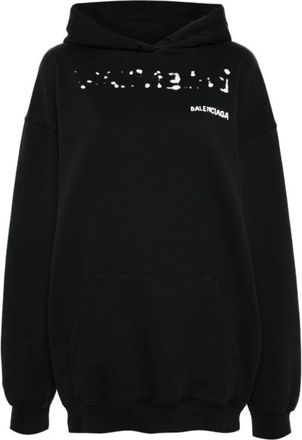 Balenciaga Handgetekend Logo Katoenen Hoodie - Heren - Hoodies - Zwart - M - Katoen - Hoodies & sweatvesten