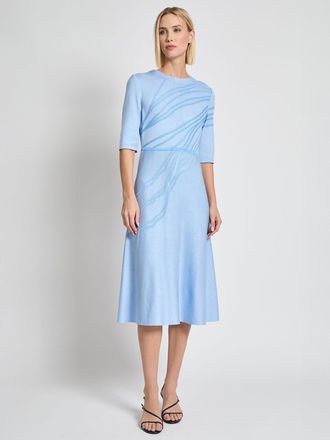 Misook Fit-and-Flare Tonal Abstract Knit Midi Dress - Modern Fit