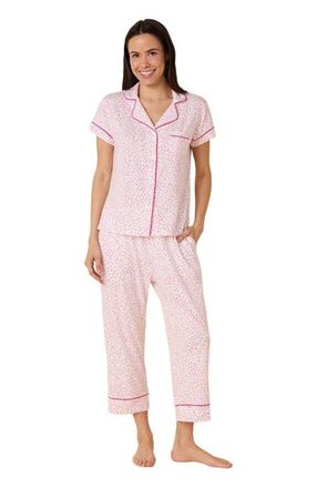The Cats Pajamas Pima Knit Holiday Capri Set in Confetti Dot Orchid at Nordstrom, Size X-Large