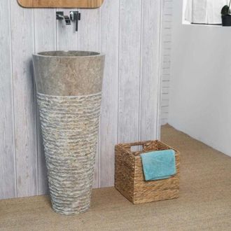 Wanda Collection Wanda Collection - Lavabo De Pie De M&aacute;rmol Para Cuarto De Ba&ntilde;o Florencia Gris