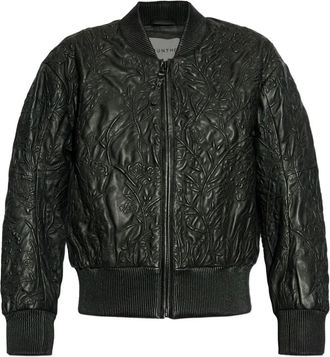 Munthe Bomber in pelle con ricamo - Nero