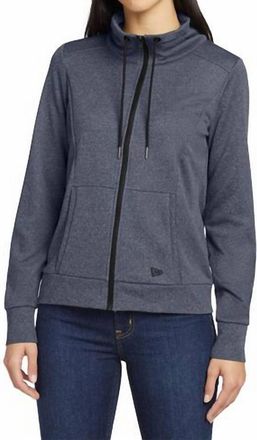 New Era Womens Performance Terry Full-Zip Cowl Jacket In True Navy