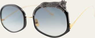Anna-Karin Karlsson Rose Et Le Reve Leopard Round Acetate Sunglasses