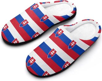 Generic Slovakia Flags of Countries Mens Slippers Memory Foam Winter Warm Sandals Slip On House Shoes Size 7-14
