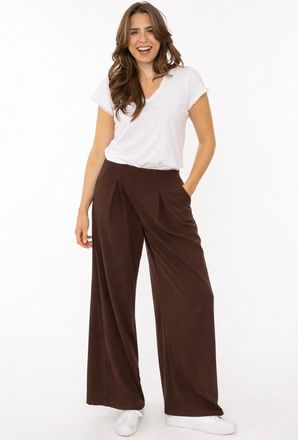 Zwillingsherz Bundfaltenhose ZWILLINGSHERZ Bundfalten, Damen, Gr. L/XL, N-Gr, braun, Web, Obermaterial: 95% Polyester, 5% Elasthan, Hosen Bundfaltenhose