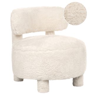 Beliani Sill&oacute;n Sin Reposabrazos De Estilo Retro Tapizado De Pelo Sint&eacute;tico Sal&oacute;n Beige Claro Hamina