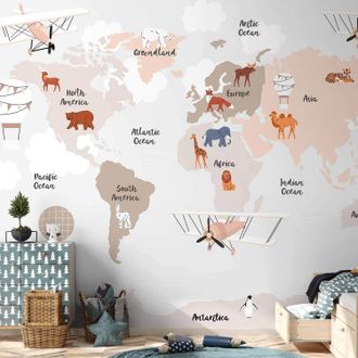 OEM Carta Da Parati Artgeist Mappa Del Mondo Beige 150x105 Cm