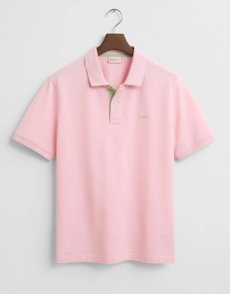 GANT Mens GANT Regular Contrast Pique Polo Shirt, California Pink - Size: 44