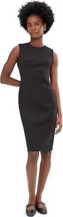 Calvin Klein Sleeveless Scuba Seam Detailed Sheath Womens Dress Black : 10, Polyester/Spandex