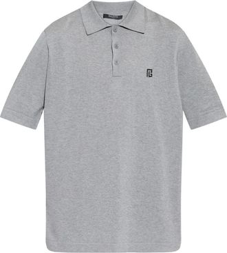 Balmain Polo in cotone ricamato - - Tops - Uomo - Grigio - XL