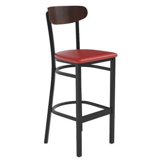 Flash Furniture Barstool, Wooden Boomerang Back, and Red Vinyl Seat