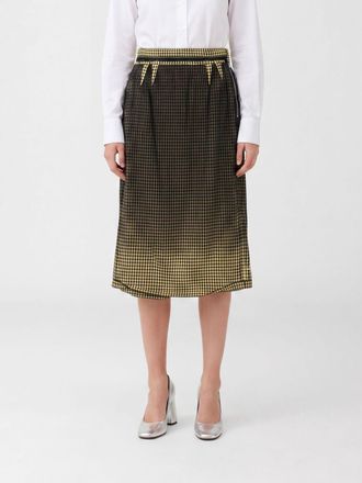 Maison Margiela Flared Check Virgin Wool Midi Skirt