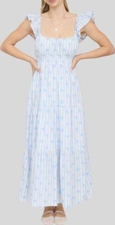 Blu Pepper Ditsy Tiered Midi Dress in Light Blue at Nordstrom Rack, Size Medium