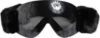 Dolce & Gabbana Womens Black Bi0759 Lace Mirrored Ski Goggles Mask Sunglasses Acetate