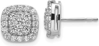Diamond2Deal 14k Gold 0.88 ct Lab Grown Diamond Squared Halo Stud Earrings VS Clarity, G-H Color