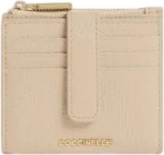 Coccinelle Metallic Soft Mini Wallet - Dames - Portefeuilles - Beige - ONE Size - Leer - Accessoires