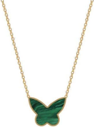 Gabi Rielle Malachite Inlay Butterfly Pendant Necklace in Gold at Nordstrom Rack