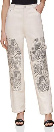 Avec Les Filles Mixed Media Carpenter Pants in Ecru Bandana at Nordstrom Rack, Size 32