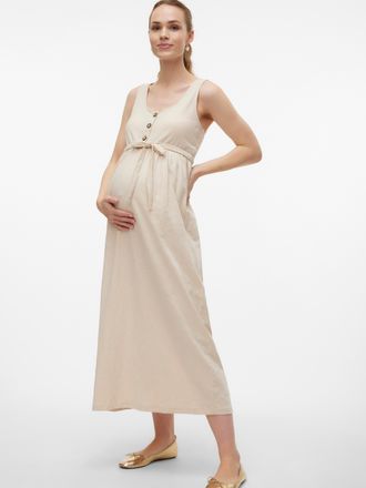 Mama Licious Tr&auml;gerkleid MAMALICIOUS MLEVI LIA SL JRS ANKLE DRESS 2F NOOS, Damen, Gr. XXL, N-Gr, beige (french oak), Jersey, Obermaterial: 100% Baumwolle, unifarbe