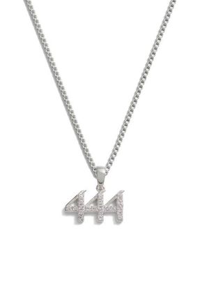 Awe Inspired Pavé Angel Number Necklace in Sterling Silver - 444 at Nordstrom