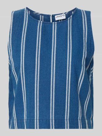 Jake*s Casual Jeansbluse mit r&uuml;ckseitigem Schl&uuml;sselloch-Ausschnitt in Jeansblau, Gr&ouml;&szlig;e 34