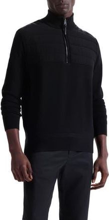 Bugatchi Merino Wool Quarter Zip Polo Sweater in Black at Nordstrom Rack, Size X-Large