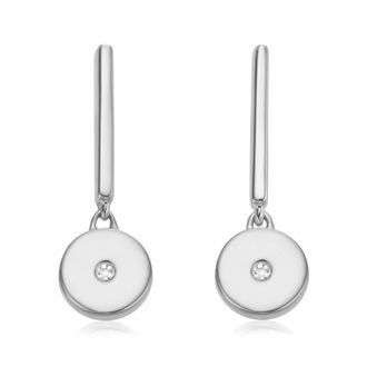 Monica Vinader Sterling Silver MV Linear Solo Drop Diamond Earrings Diamond
