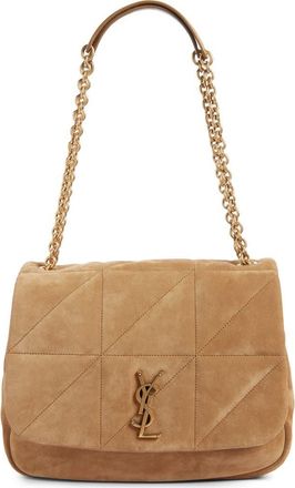 Saint Laurent Medium Jamie 4.3 Carr&eacute; Rive Gauche Suede Shoulder Bag in Golden Leaf at Nordstrom