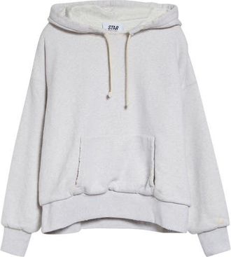 Golden Goose Gender Inclusive Relaxed Fit Distressed Cotton Fleece Hoodie in Vintage Gray Melange at Nordstrom, Size Xx-Large
