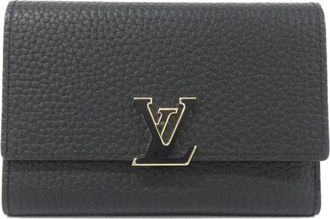 Louis Vuitton Gold Black Hot Pink Leather Wallet (Tri-Fold) (Pre-Owned)