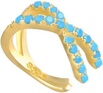 BEN ONI Pave X Ear Cuff in Gold /Turquoise at Nordstrom