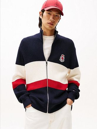 Tommy Hilfiger Colour-Blocked Relaxed Zip-Thru Jumper