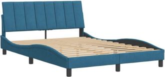 vidaXL Vidaxl - Estructura De Cama Con Cabecero Terciopelo Azul 140x190 Cm