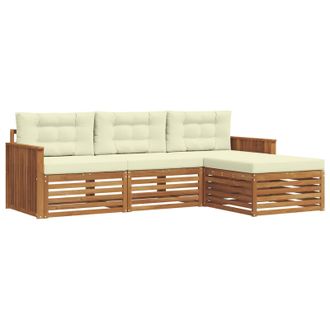 vidaXL Conjunto De Sof&aacute;s De Exterior Con Coj&iacute;n Natural Y Crema Vidaxl
