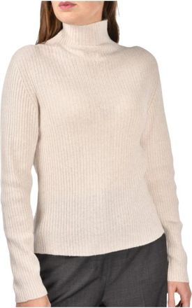 Gran Sasso Truien & Vesten, Dames, Beige, XL, Kasjmier, Kasjmier Mock Neck Sweater - Licht Beige