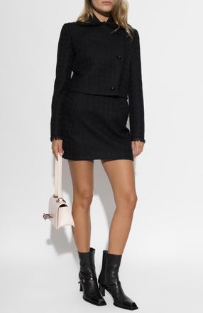 Alexander McQueen Asymmetrical Tweed Blazer, Womens, Black