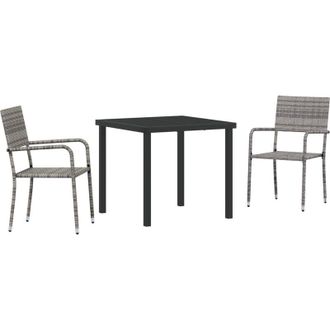 vidaXL Conjunto De Comedor De Jard&iacute;n 3 Pcs Gris Polirat&aacute;n Vidaxl