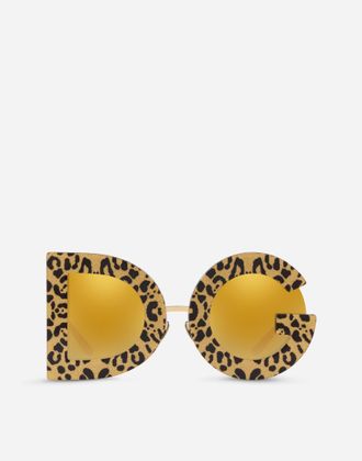 Dolce & Gabbana Dg Leo Sunglasses - Woman Icons Shiny Gold And Leo Gold Glitter Print Onesize