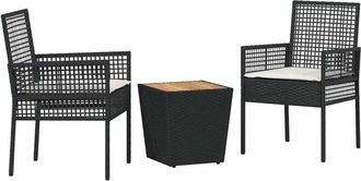 vidaXL Juego Bistro De Jard&iacute;n 3 Pcs Negro Polirat&aacute;n Vidaxl