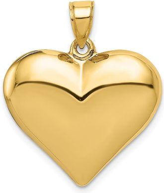 Diamond2Deal 14k Yellow Gold Polished 3-D Puffed Heart Pendant