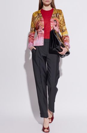 Versace Wool Top With Short Sleeves, Womens, Red