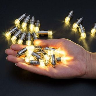 OEM Set Di 12 Mini Luci Led Impermeabili A Batteria Per Lanterne Di Carta - Ideali Per Matrimoni, Halloween, Natale E Decorazioni Per Esterni - Bianco Cal