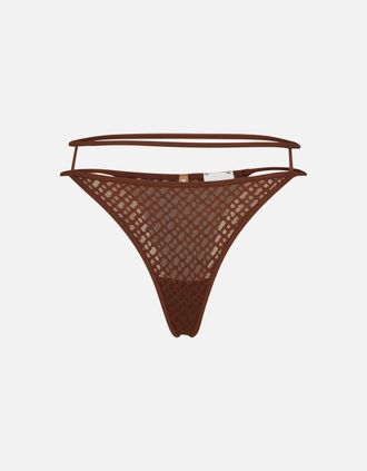 HUGO BOSS Womens Luxe Lace Thong, Rust/Copper - Brown - Size: 10