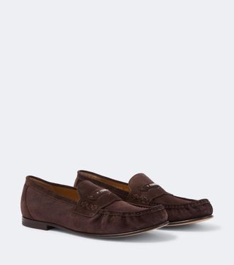 Fendi Scrunch suede penny loafers